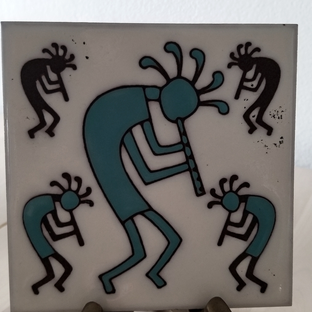 Kokopelli ceramic tile trivet